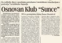1996 Š. Mustačević osnovala Klub Sunce Varaždinske županije