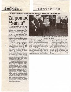 2000 15.3. Hum. izložba za Sunce S. Mihić